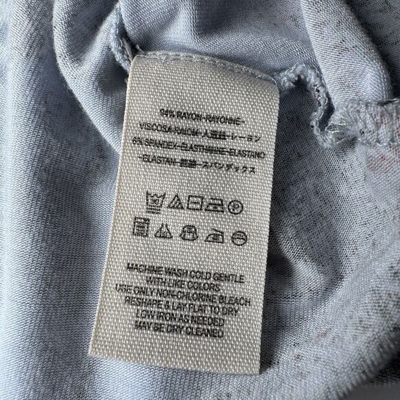 Free People Womens Medium Floral Peplum Blouse Blue Bell Sleeve V Neck Stretch - Picture 13 of 14